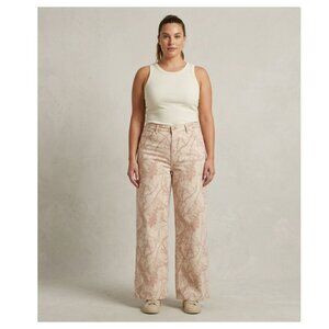 REFRAIN Mid-rise Wide Leg Camo Jeans Beige/Tan Women 9/29